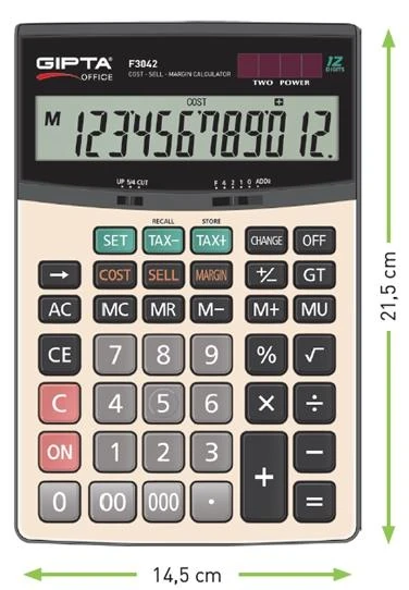 Gıpta F3042 Hesap Makinesi - 12 Hane Masa Tipi
