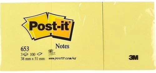 Post-It Yapışkanlı Not Kağıdı Sarı 38X51Mm 653