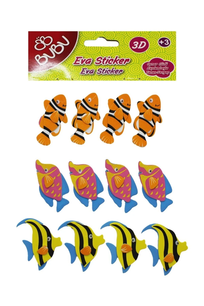 Bubu ST0083 3D Eva Stıcker Oynar Gözlü Okyanus Hayvanları