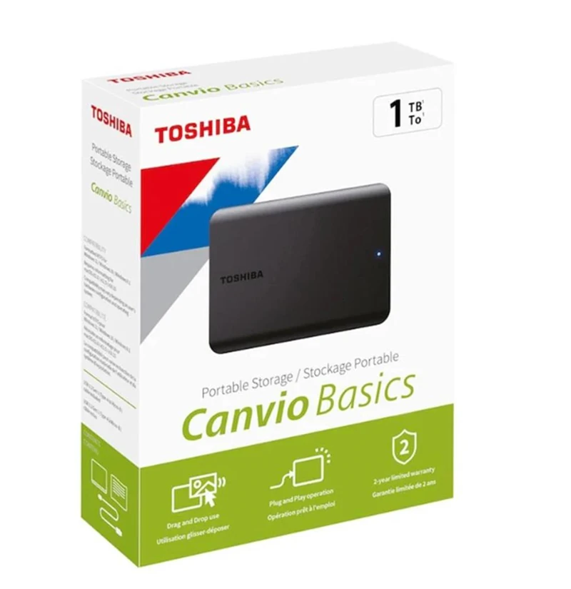 Toshiba 1TB Canvio Basic 2.5" Gen1 USB 3.2 Harici Harddisk (HDTB510EK3AA)