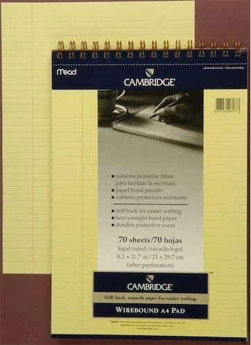 Mead 159880 Cambridge A/4 70Yp Çizgili Sarı