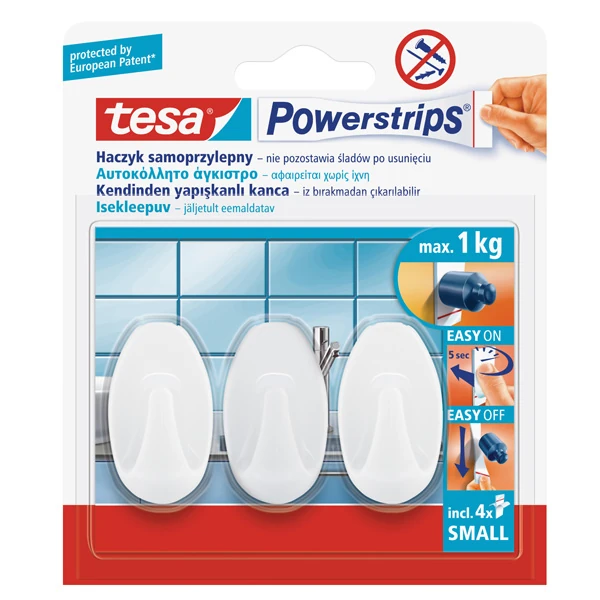Tesa Askı Sökülebilir Oval K.Beyaz 57533-00100-01