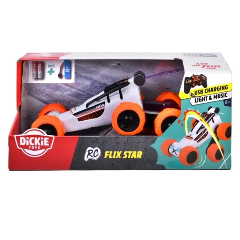 Dickie Rc Flix Star 2.4 Ghz Işık, Dönme ve Yuvarlanma 6 Km/s Hız 27 Cm