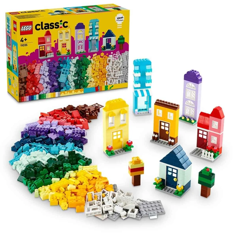 LEGO® Classic Yaratıcı Evler 11035 - 4 Yaş ve Üzeri Çocuklar için 6 Adet Ev Figürü İçeren Yaratıcı Oyuncak Yapım Seti (850 Parça)