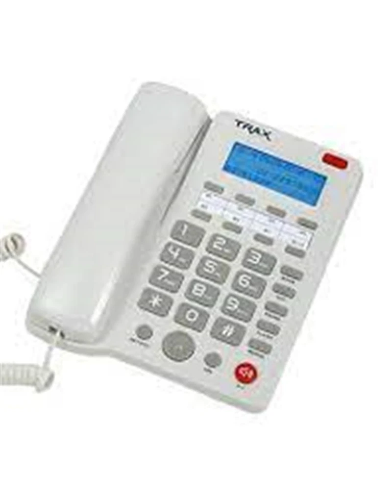 TRAX TC605 Beyaz PB 16 Haneli LCD Ekran Handsfree Pilsiz Çalışma Masa Üstü Telefon