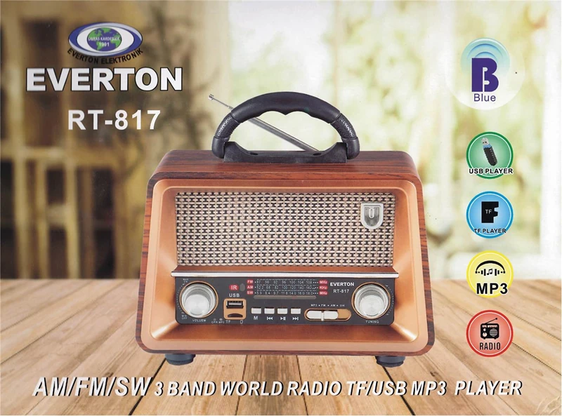 Everton Rt-817 Bluetooth Fm-Usb-Tf-Aux Şarjlı Nostaljik Radyo