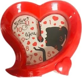Event Party Store Sevgiliye Hediye Kırmızı Kalp Masa Saati 9cm x 10CM