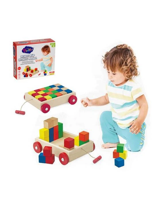 Onyıl Ony-312 Ahşap Renkli Küp Bloklu Araba 25 Parça