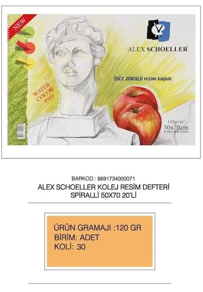 Alex Alx-071 Spr.Resim Defteri 50*70Cm 120Gr 20Li