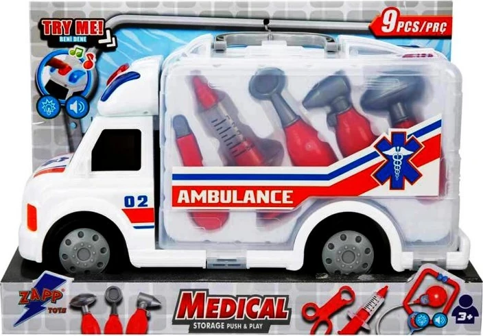 Sun-Yfn-Zap-Oyun Set Ambulans Aracı Çantalı 9Prç.Ses/Işık S01001960*6