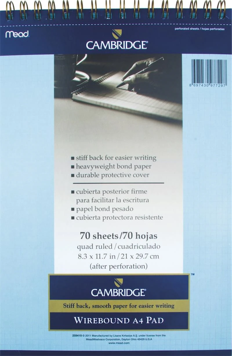 Mead 259419 Cambridge A/4 70Yp Kareli Mavi