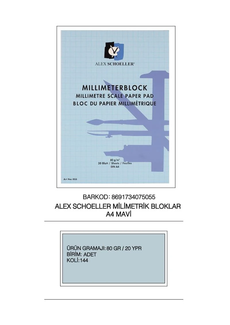 Alex Teknik Çizim Bloğu 80Gr A4 20 Ypr. Dikey 062