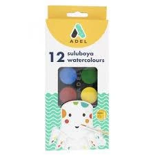 Adel sulu boya 12 li 30mm büyük karton kutu