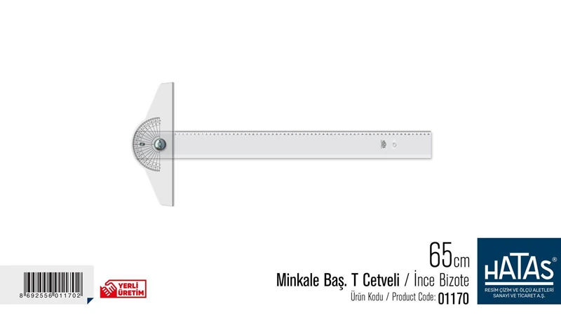 Hatas 01170 Minkale Baş.T Cetvli65Cm(Taksimatlı)*5