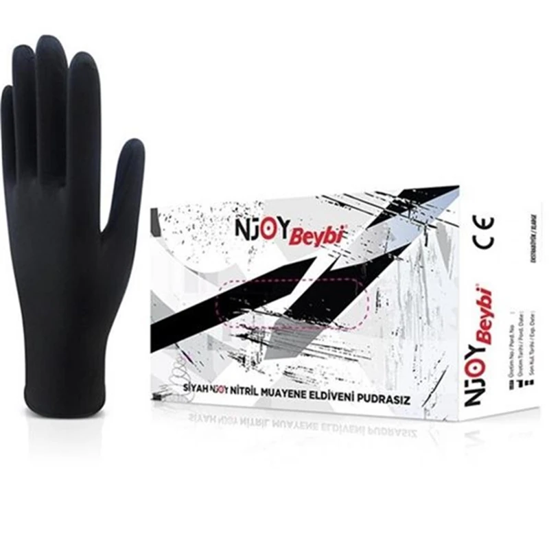 Beybi Muayene Small Pudrasız Njoy Nitril Siyah Eldiven
