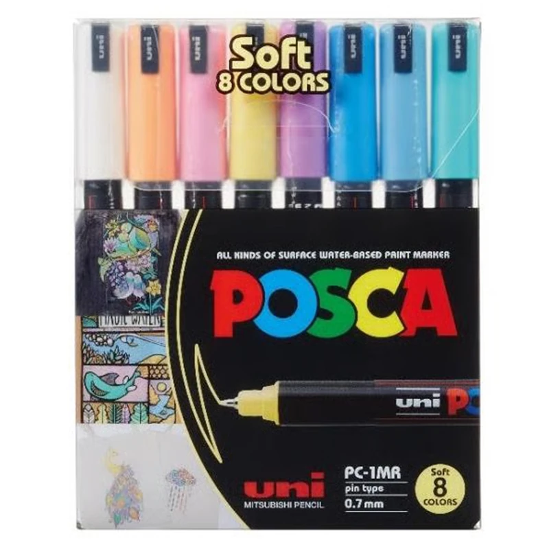 Uni Poster Markörü Posca Set Pc-1Mr/8C Sc Soft Renk 8 Li