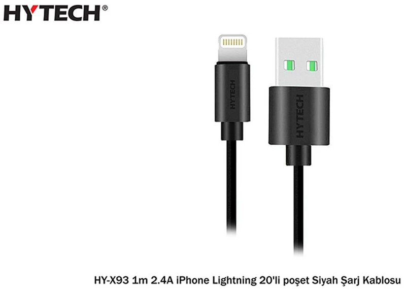 Hytech HY-X93 1m 2.A iPhone Lightning Beyaz Şarj Kablosu