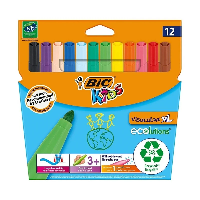 Bic 8290072 Vısa Yıkanablr Jumbo Keçeli Kalem 12Li