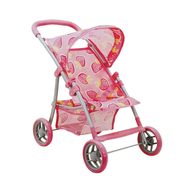 Çilek Desenli 4 Tekerlekli Puset