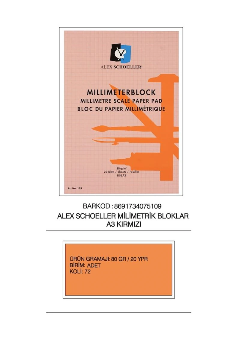 Alex Teknik Çizim Bloğu 80Gr A3 20 Ypr. Dikey 093
