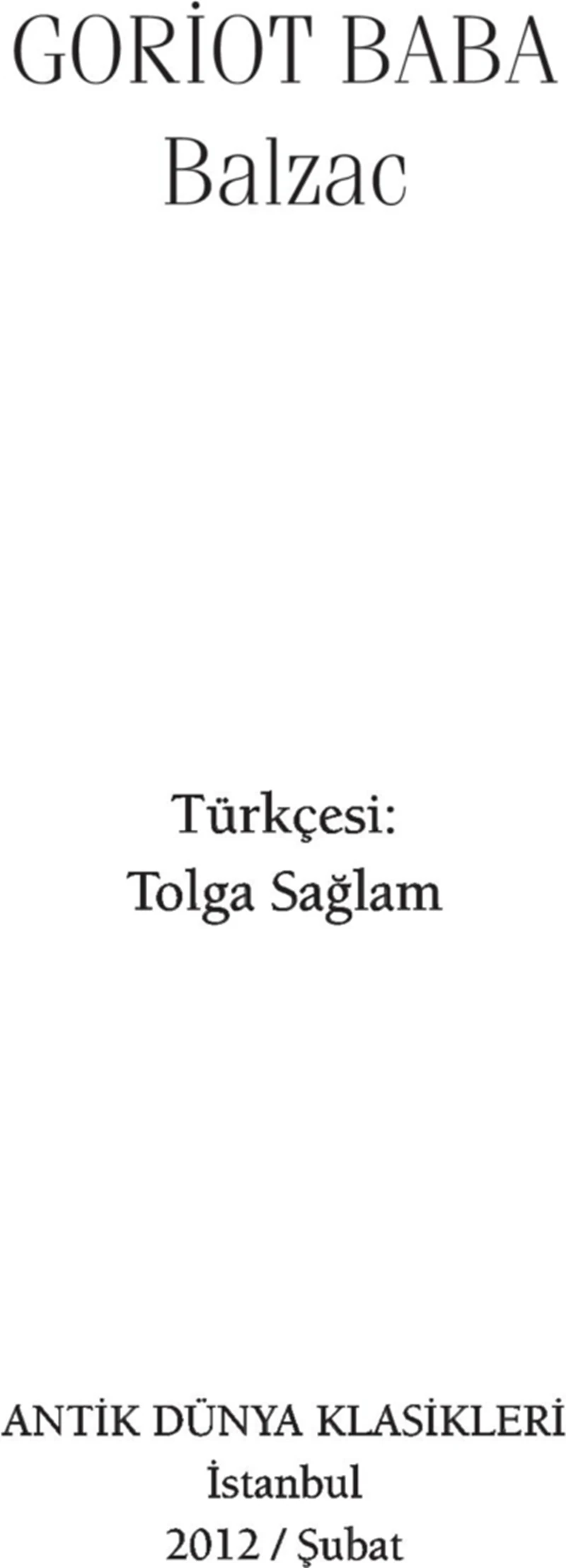 Goriot Baba-Honore De Balzac