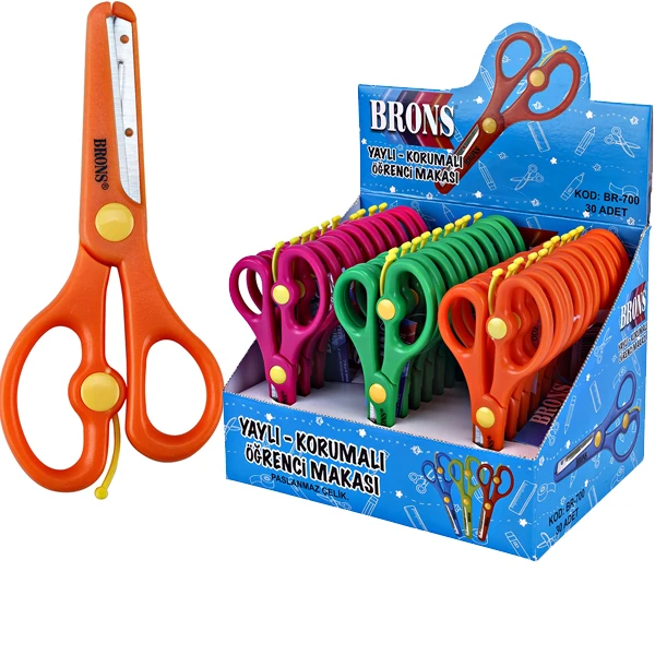 Brons Br-700 Öğrenci Makasi ~Yayli &Amp;Amp; Korumali~~700