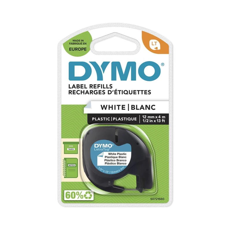 Dymo S0721610 Letratag Plastik Şerit 12*4Mt Beyaz