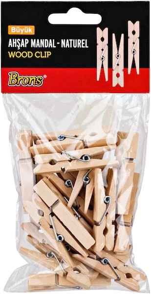 Brons Br-907 Ahşap Mandal Natural Büyük