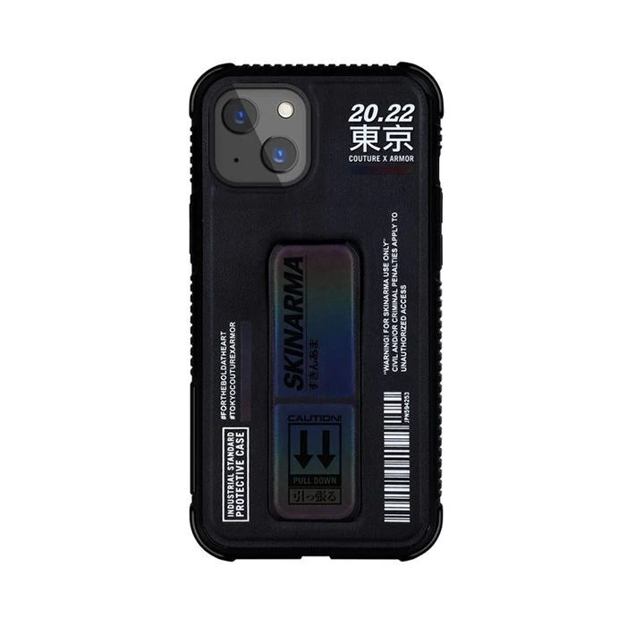 Apple iPhone 13 Kılıf Skinarma Holografik Tasarımlı Standlı Deri Görünümlü Kira Kodo Kapak