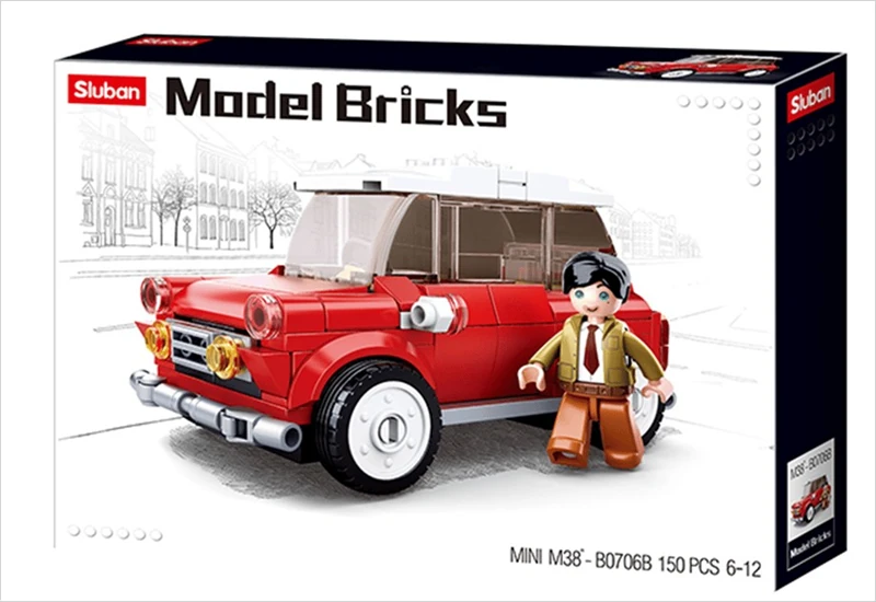 Sluban Model Bricks Kırmızı Retro Araba 256000