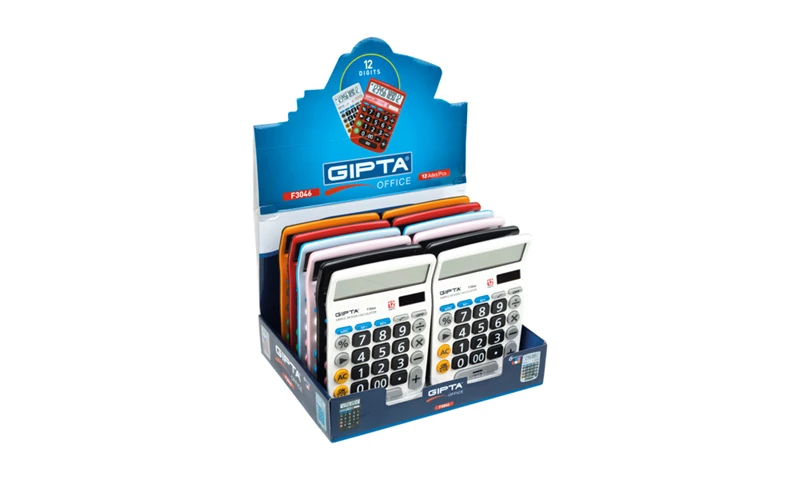 Gıpta F3046 Hesap Makinesi 6Renk 12Hane Büyük 12Li