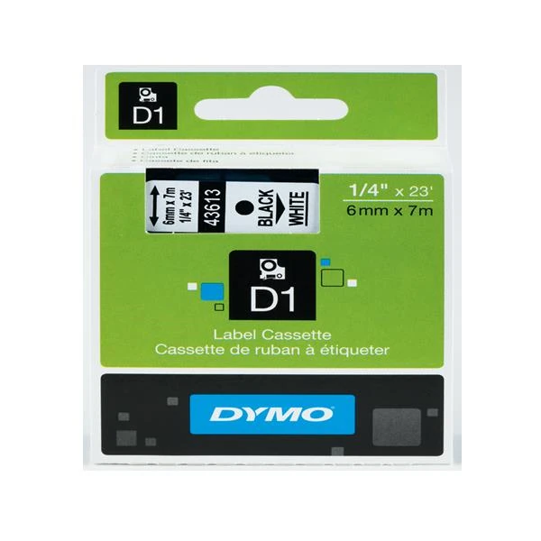 Dymo Şerit D1 6Mm X 7Mt Beyaz/Siyah 720780 43613