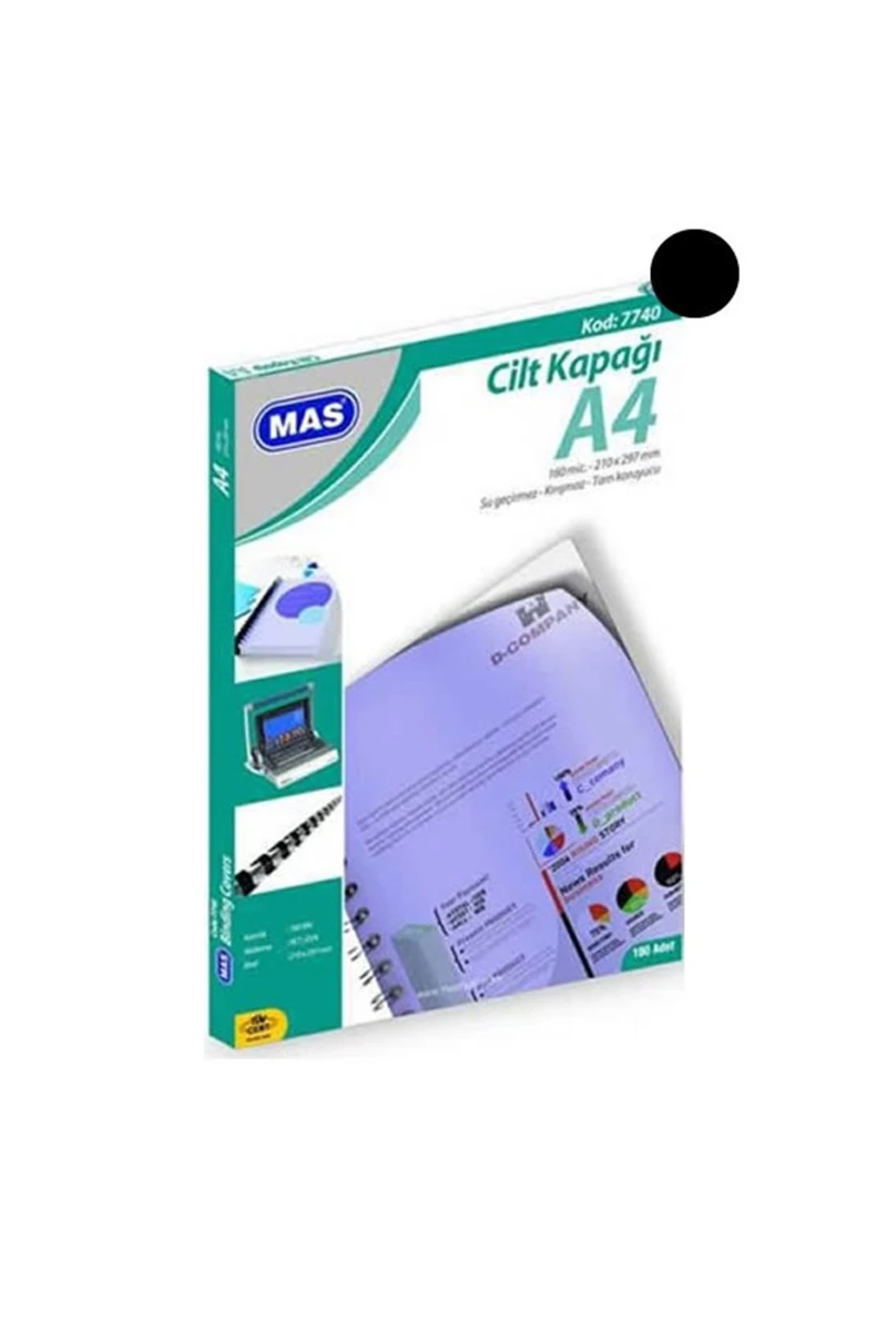 Mas Cilt Kapağı A4 160M Pvc 100 Şeffaf 100Lü 7740