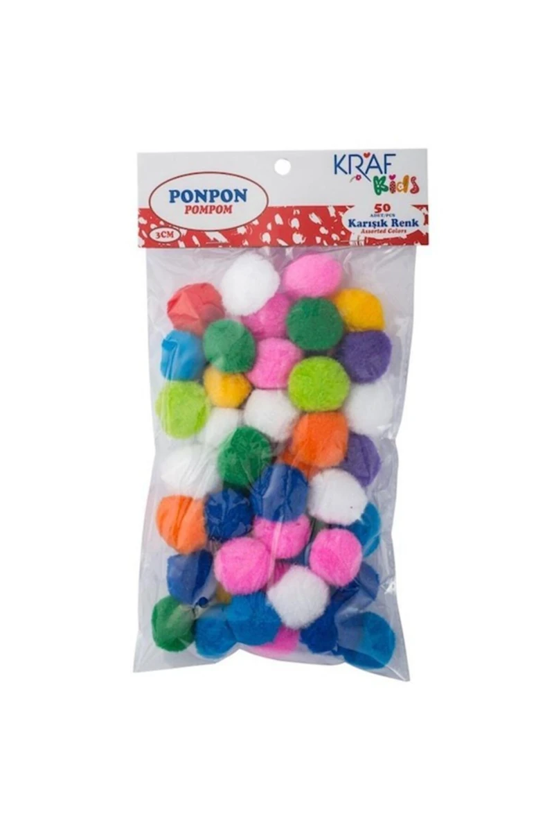 Kraf Kids Ponpon 3 Cm Simli 50 Li Kk95