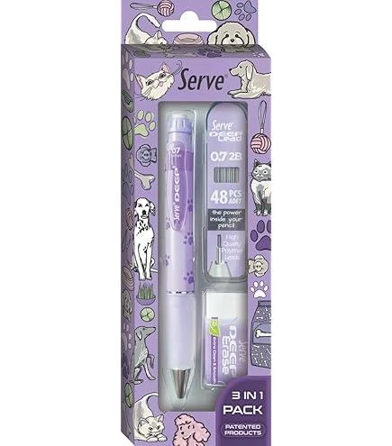 Serve Deep Versatil Okul Kalem Seti 0.7mm Doğa Desenli Lavanta SV-DEEP3SETDNY