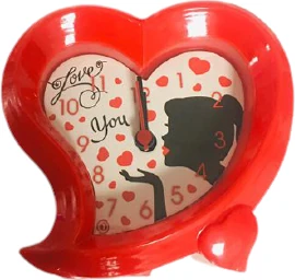 Event Party Store Sevgiliye Hediye Kırmızı Kalp Masa Saati 9cm x 10CM