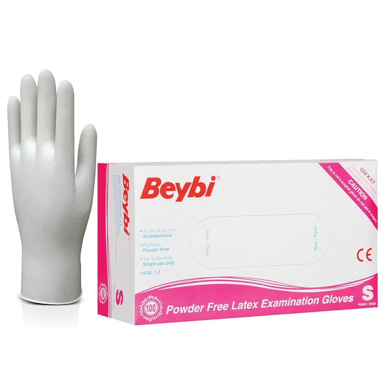Beybi Lateks Pudrasız (S) Small Beden Muayene Eldiven 100lü Paket