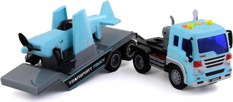 Maxx Wheels 1:16 Sesli ve Işıklı Transporter Tır 40 cm 23150 Turkuaz Uçak