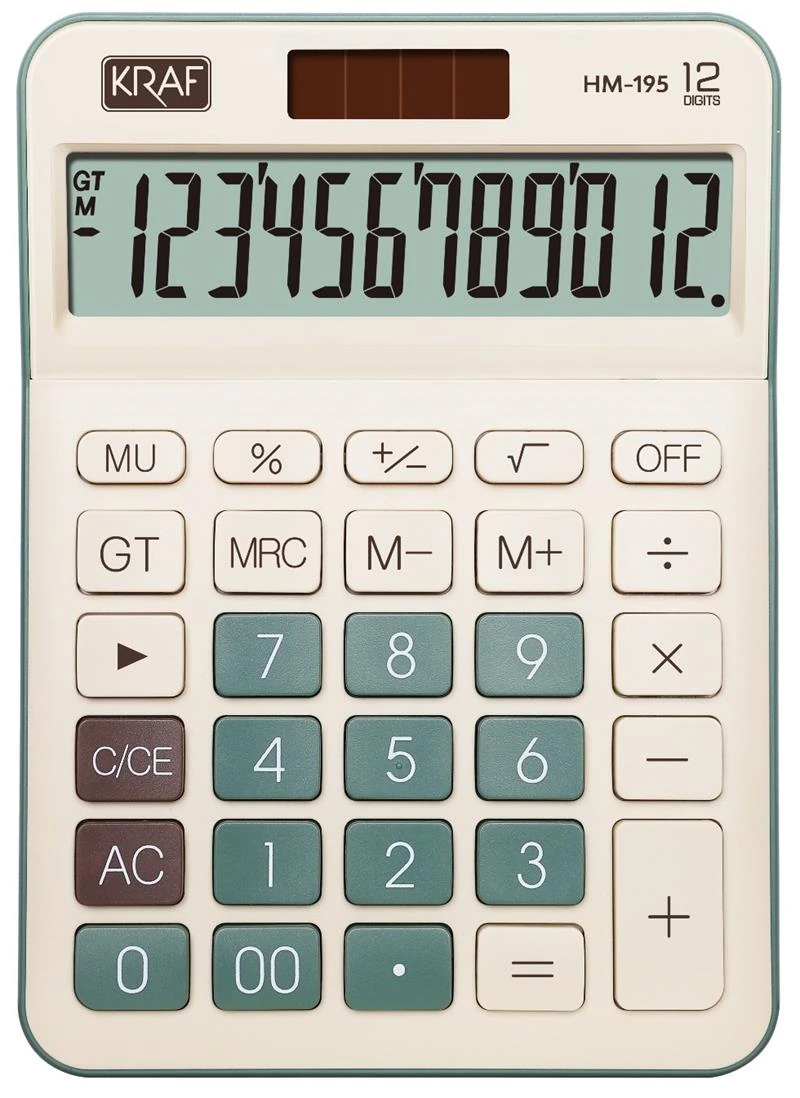 KRAF HESAP MAKİNESİ MASAÜSTÜ 12 HANE HM-195 G YEŞİL