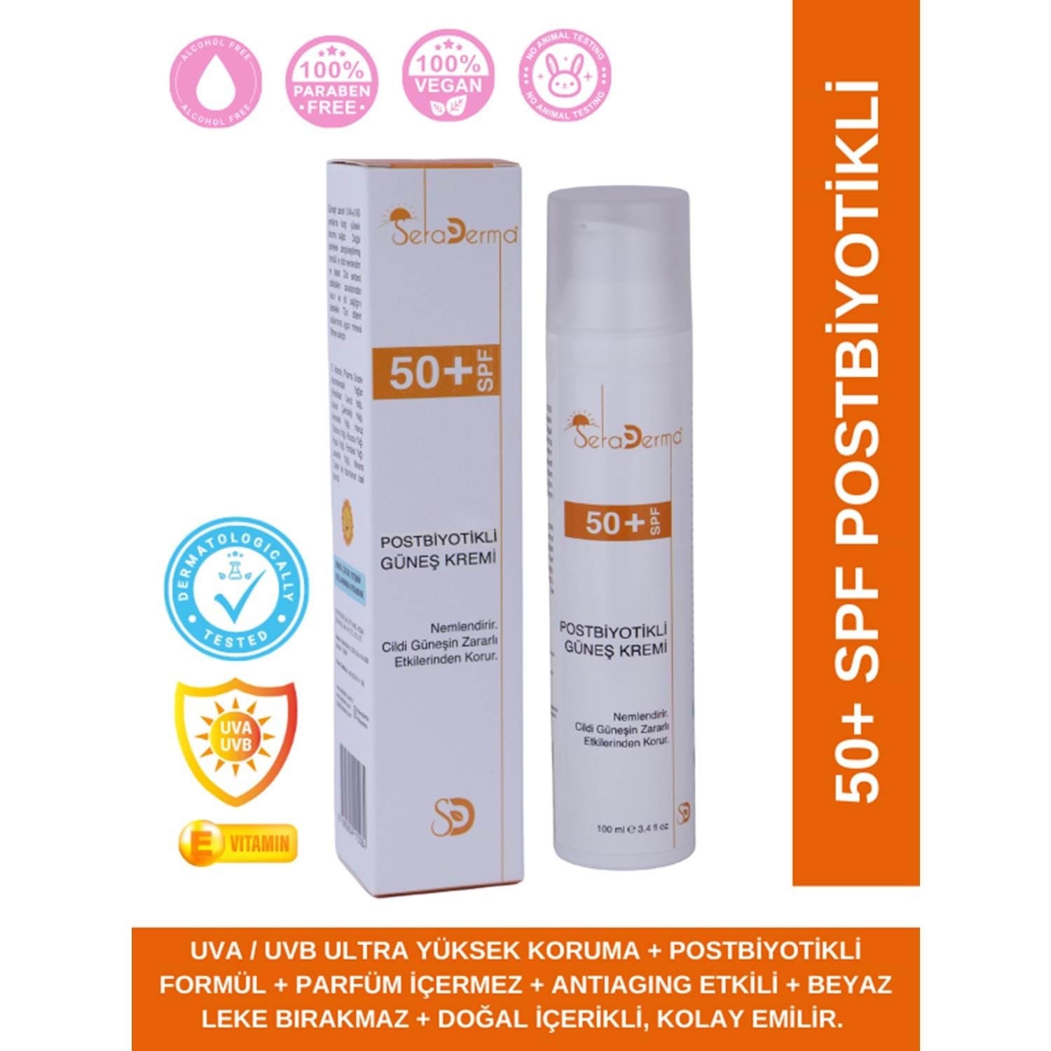 Seraderma Postbiyotikli 50+SPF Güneş Kremi 100 ml