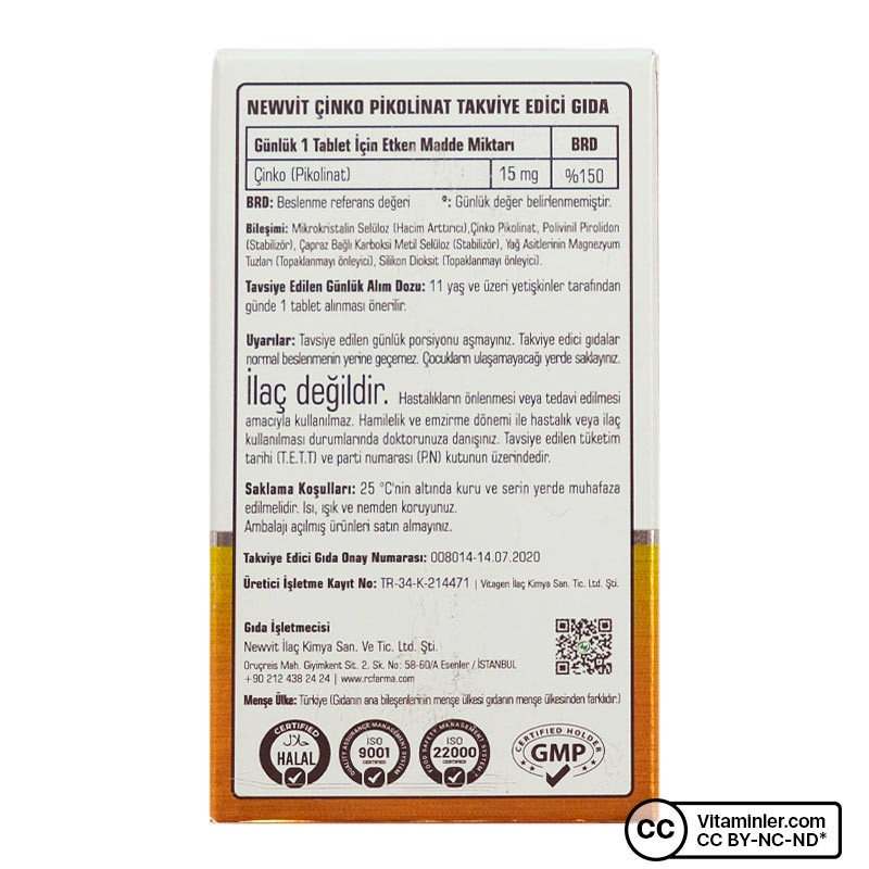 Newvi̇t Çi̇nko Pi̇koli̇nat 60 Tablet