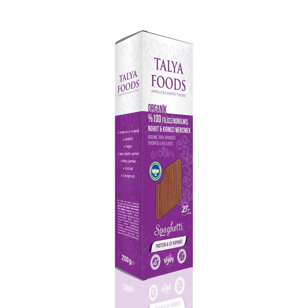 Talya Foods Filizlendirilmiş Kırmızı Mercimek & Nohut Spaghetti 200 g