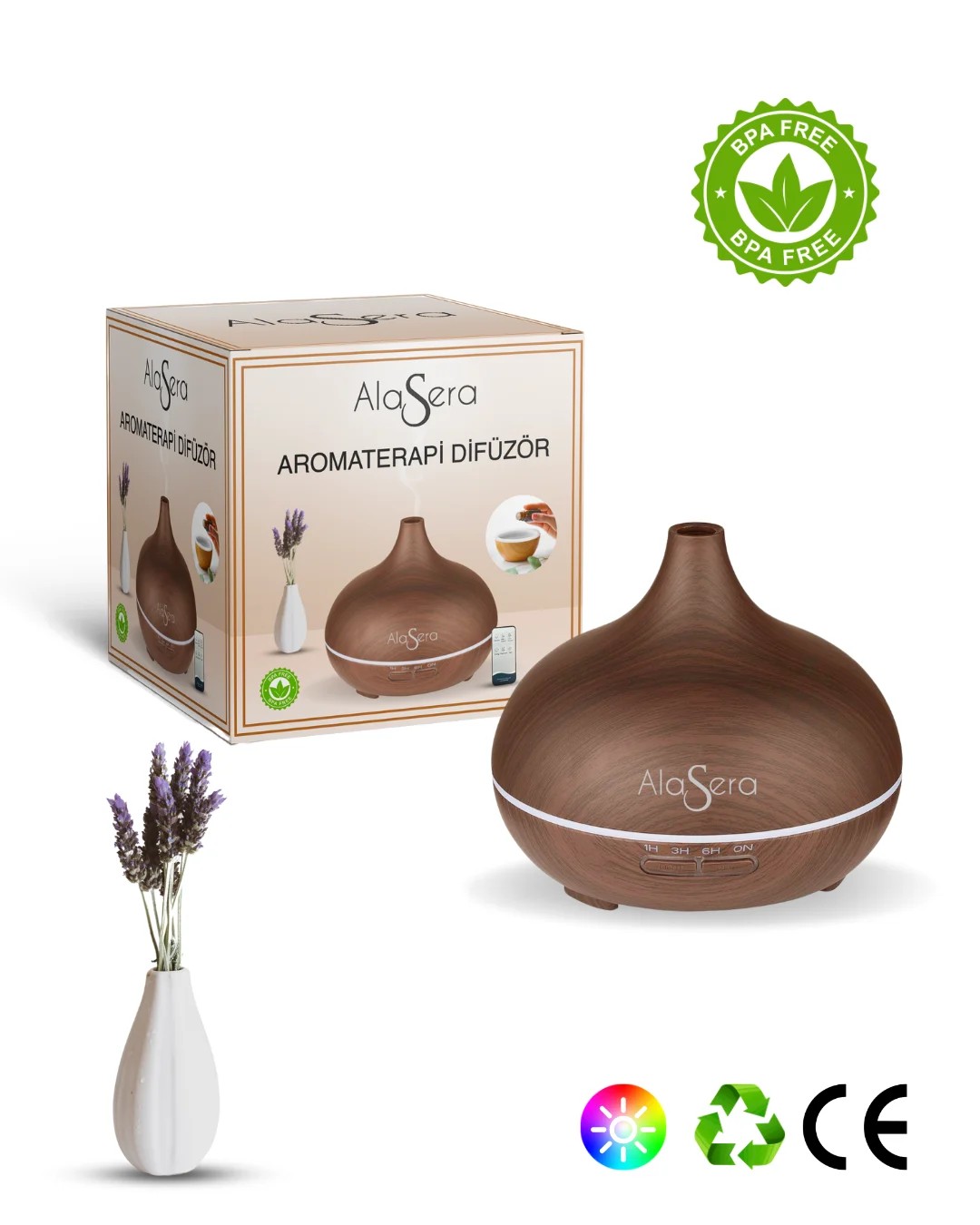 Aromaterapi̇ Koyu Ahşap Di̇füzör