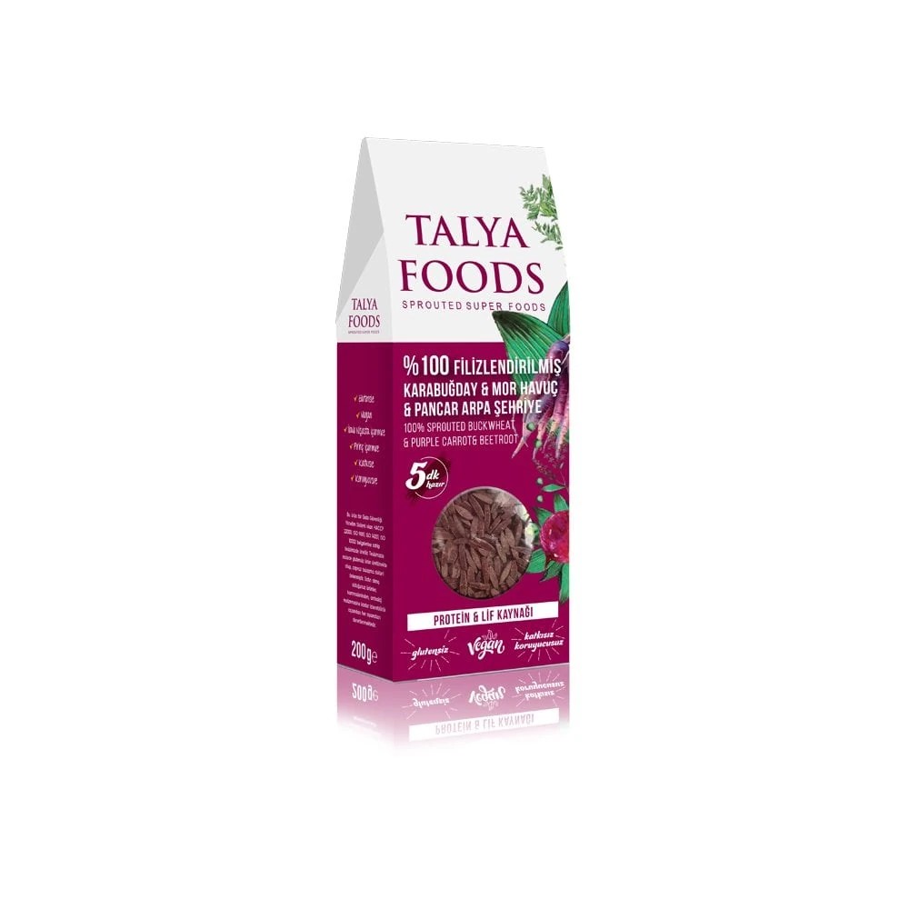 Talya Foods Filizlendirilmiş Çiğ Karabuğday & Pancar Arpa Şehriye 200 g