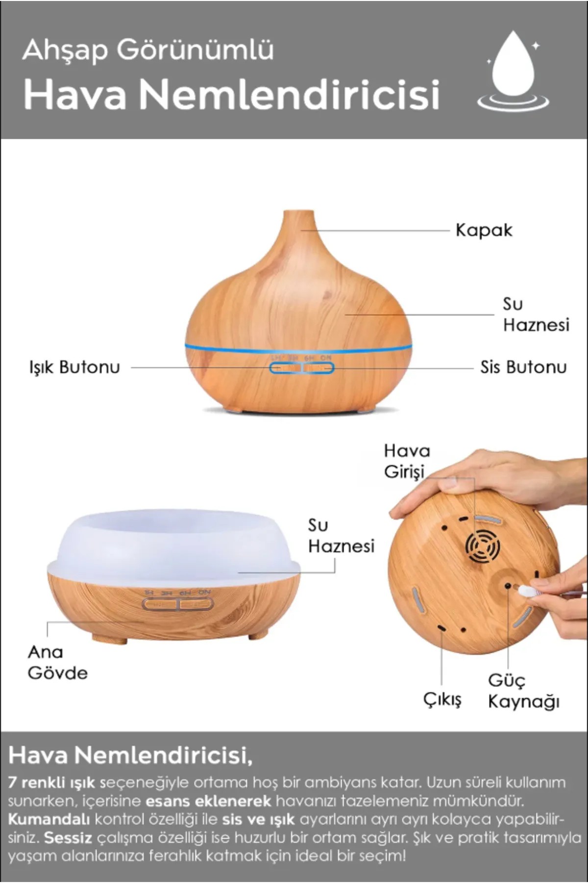 Alasera Aromaterapi̇ Açik Ahşap Di̇füzör