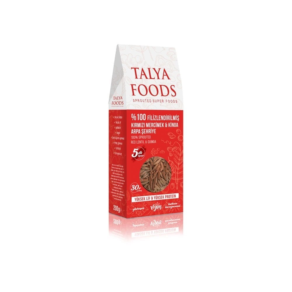 Talya foods Filizlendirilmiş Kırmızı Mercimek & Kinoa Arpa Şehriye 200 g