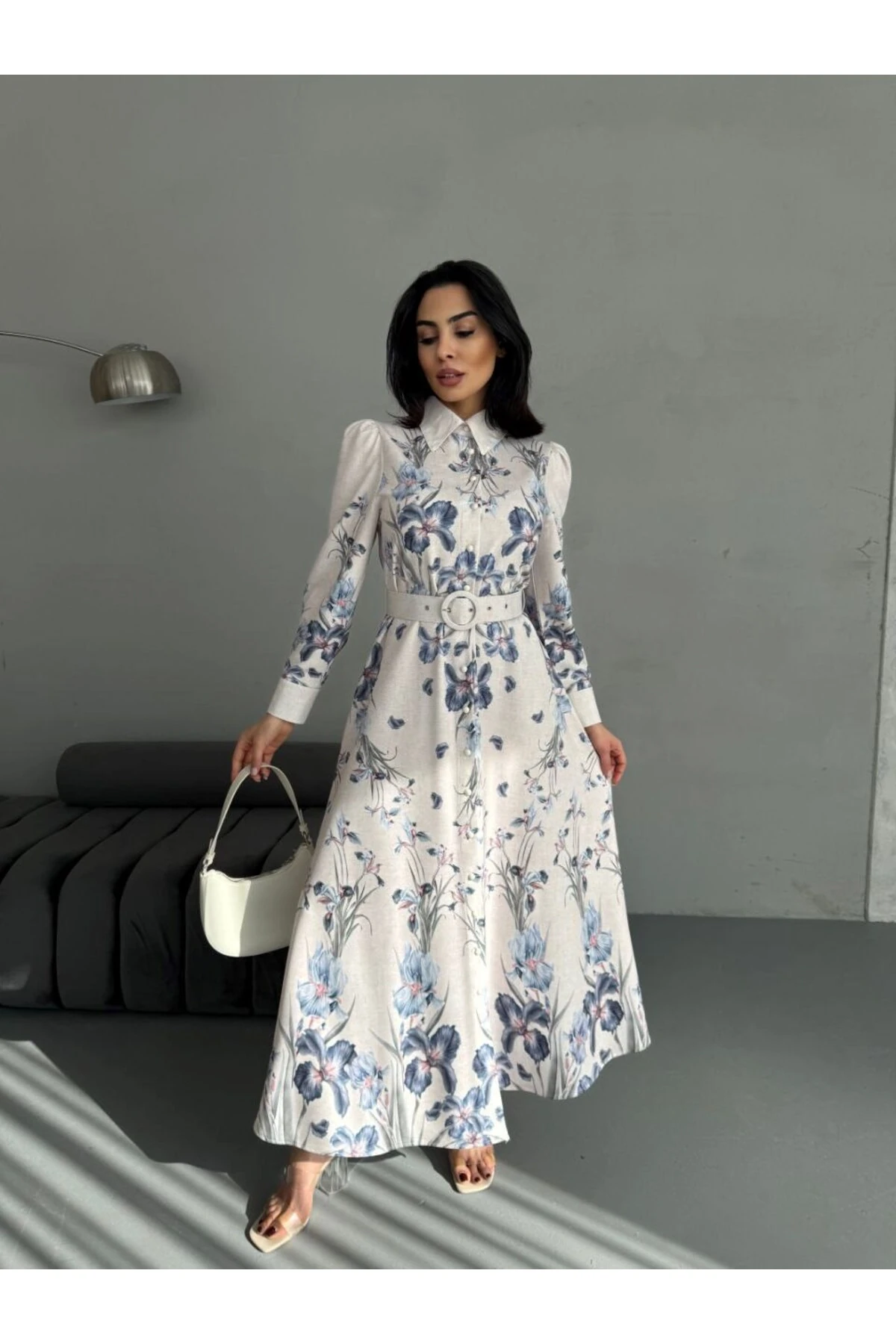 Atlas Kumaş Elbise(Kemer Dahildir) image