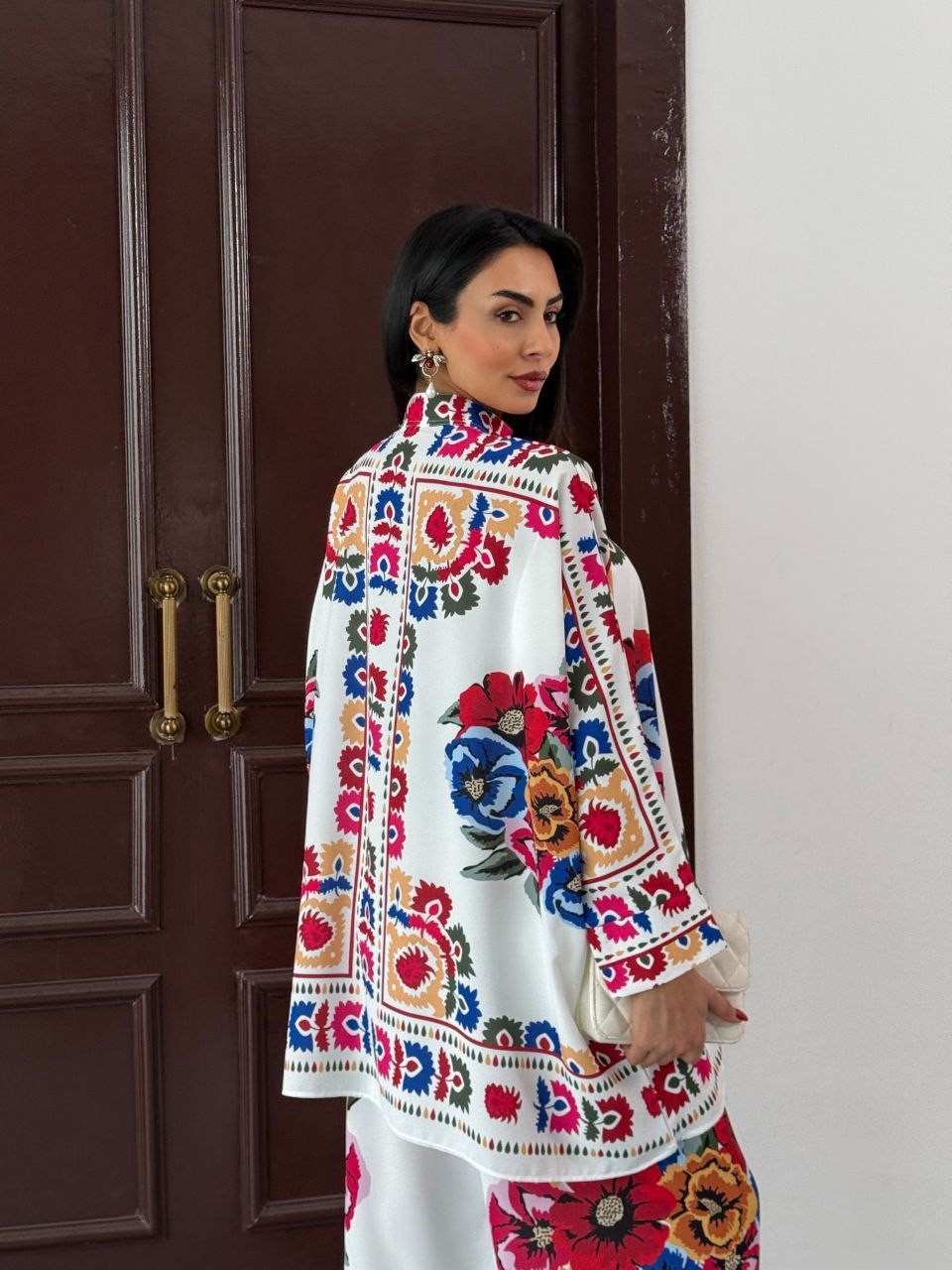 İthal Jessica Kumaş Çiçek Desenli Gömlek & Pantolon 2'li takım