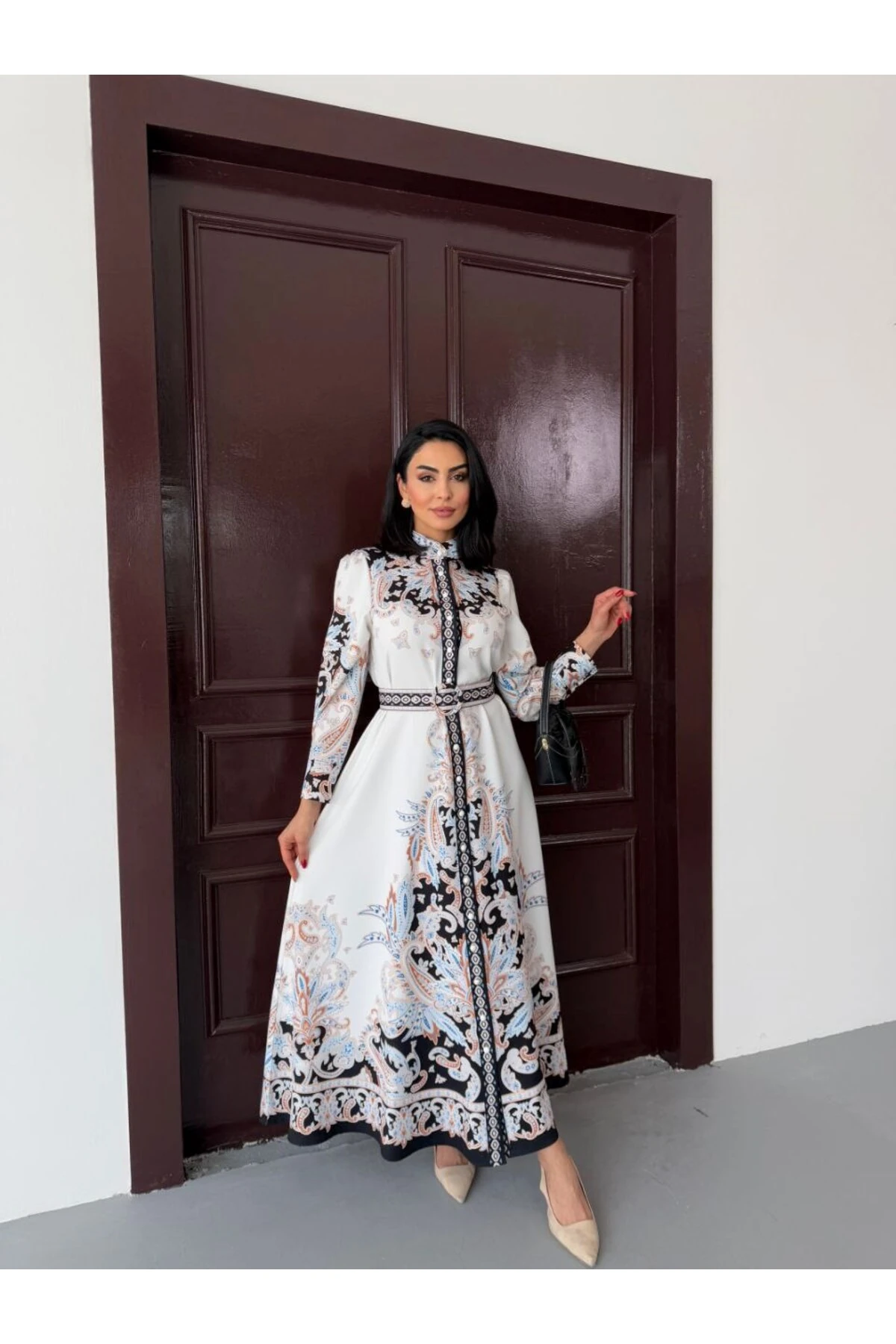 Atlas Kumaş Elbise(Kemer Dahildir) image