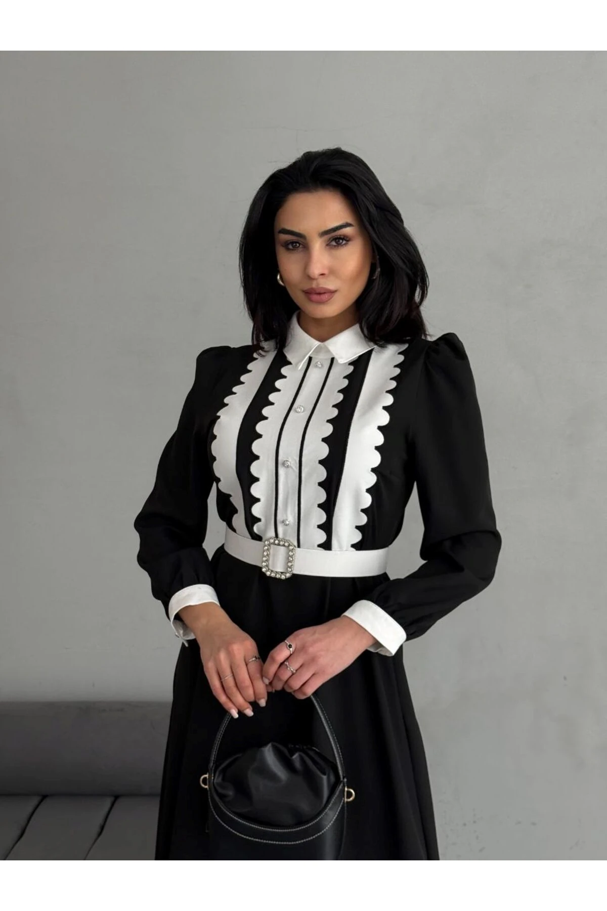 Atlas Kumaş Elbise (Kemer Dahildir)